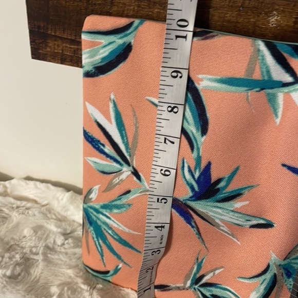 Rachel Pally bag tropical Vegan Leather Fold Over Clutch Peach teal zip bag - Picture 7 of 9
